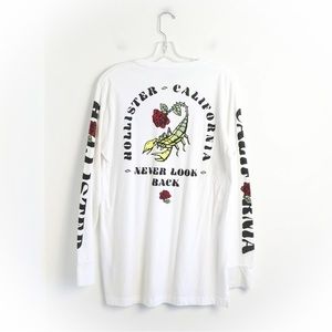 Hollister Scorpio white men’s long sleeve t-shirt graphic top tattoo  Size/M